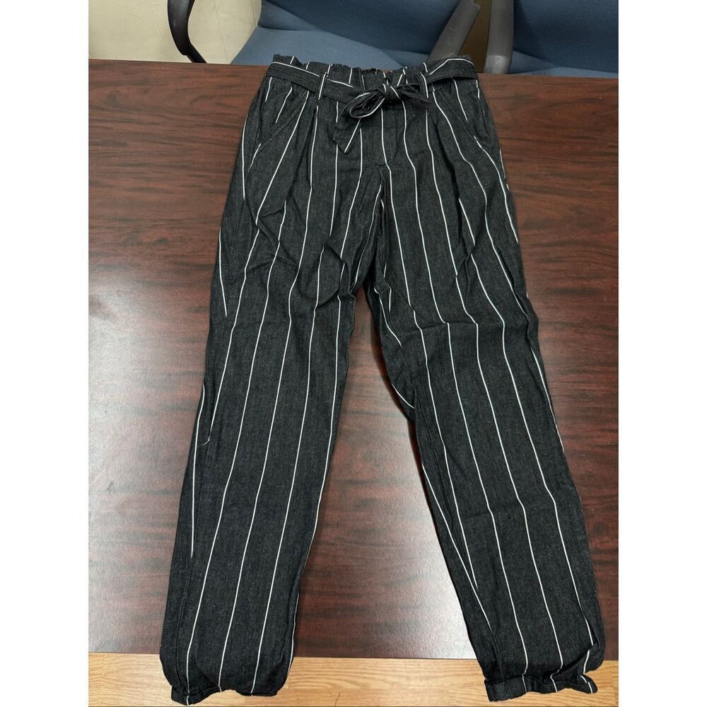 Harmony + Havoc Graphite Colored Stripe Paperbag Pants Size 5